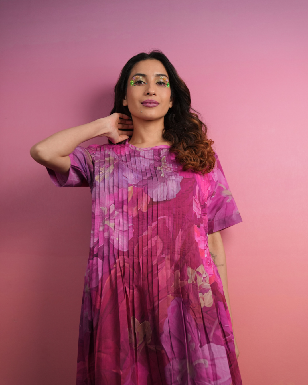 Violet Pintucks Cotton Dress