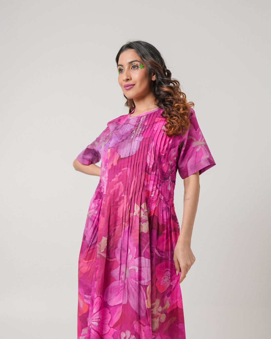 Violet Pintucks Cotton Dress