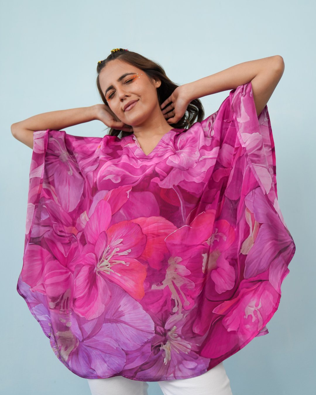 Violet Crepe Kaftan Top