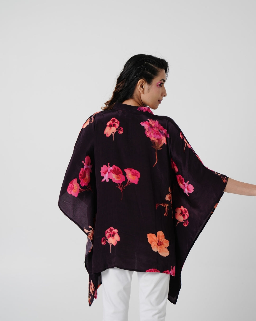 Wine Floral Kaftan Top