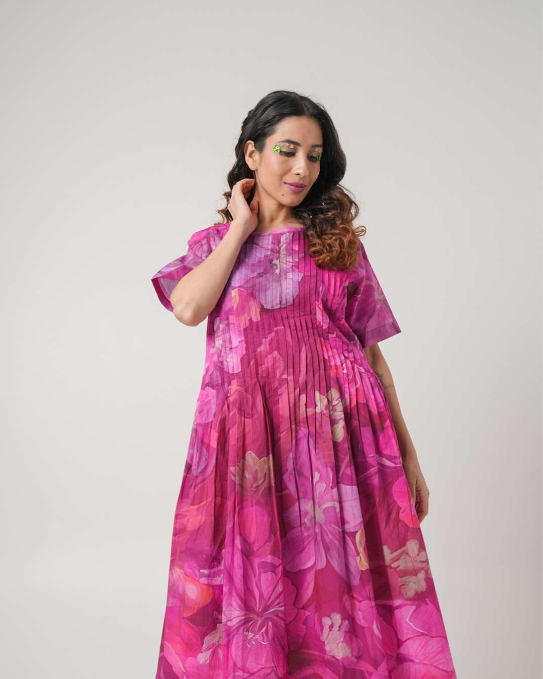 Violet Pintucks Cotton Dress