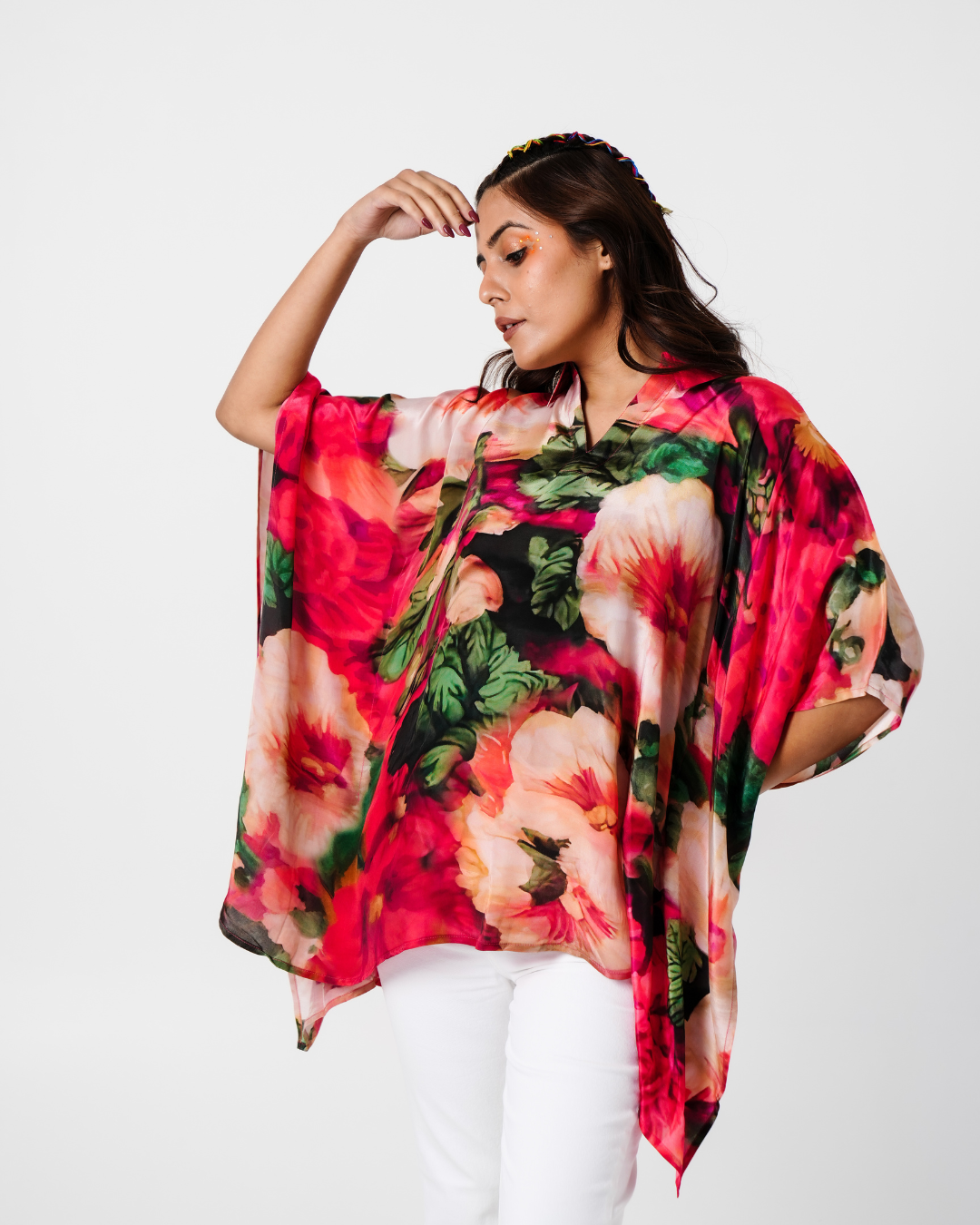 Red Floral kaftan Top