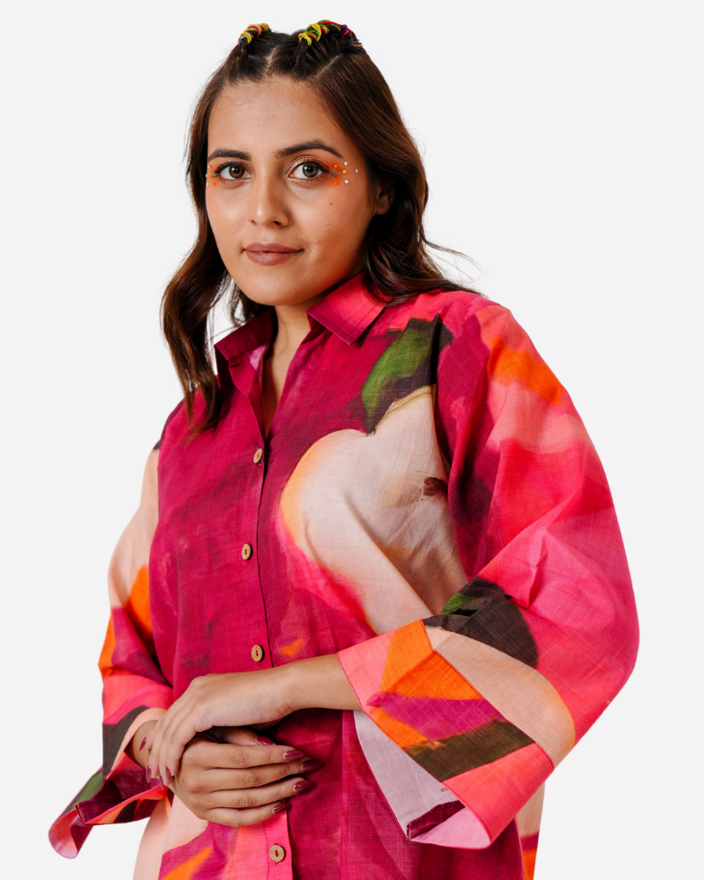 Cherry Hued Cotton Shirt