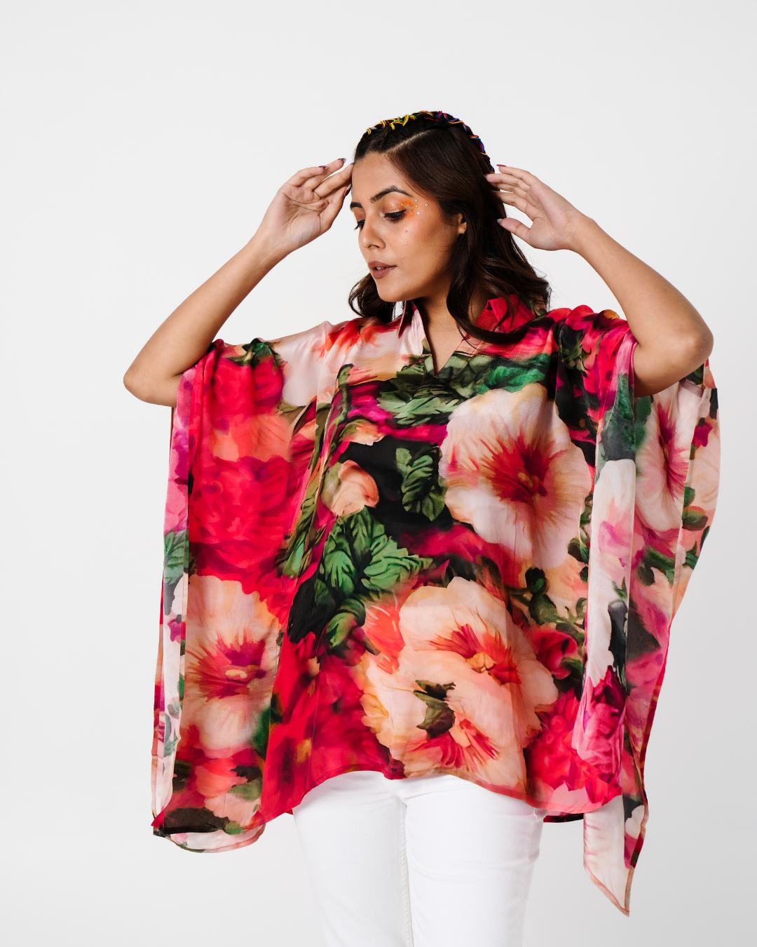 Red Floral kaftan Top