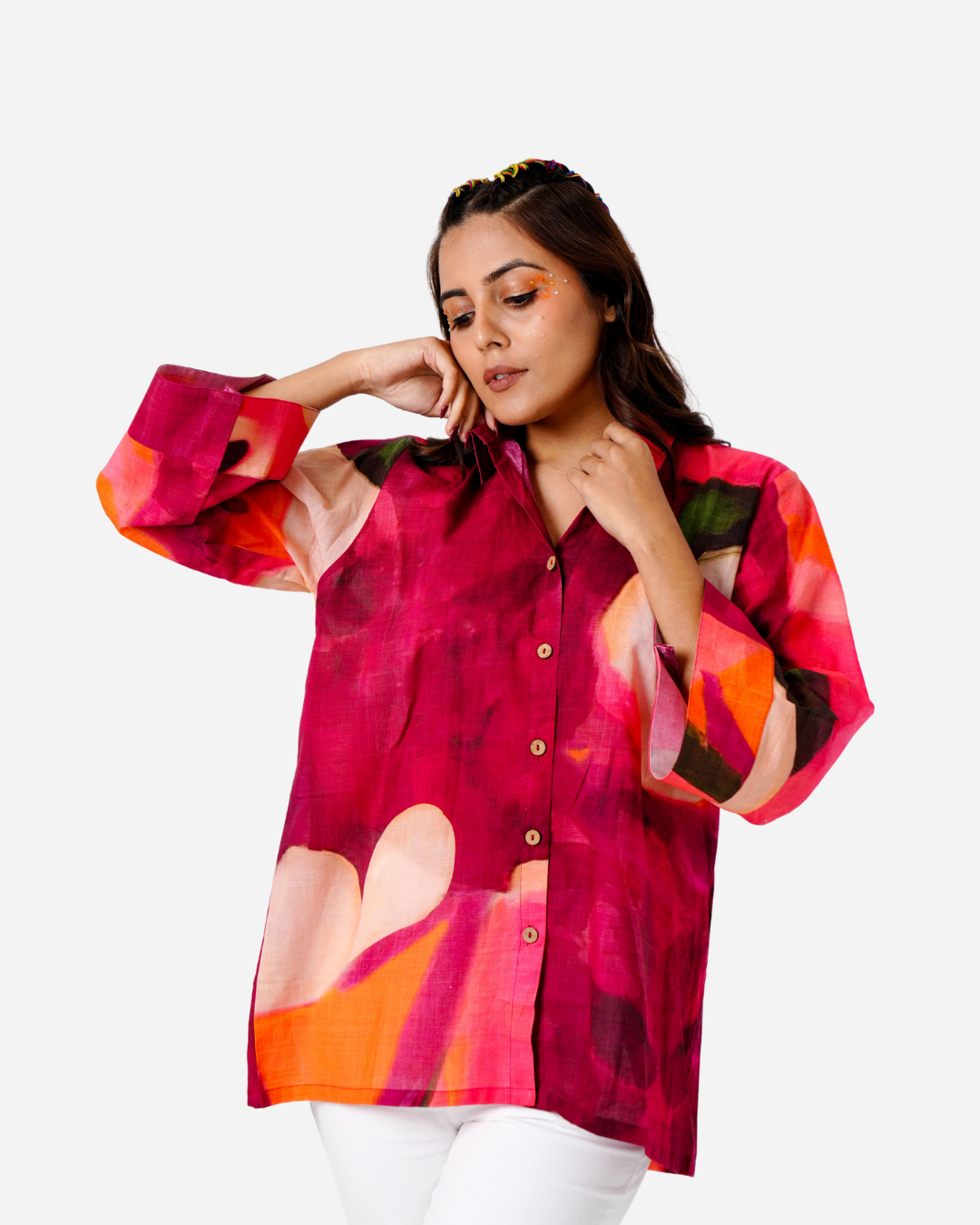 Cherry Hued Cotton Shirt