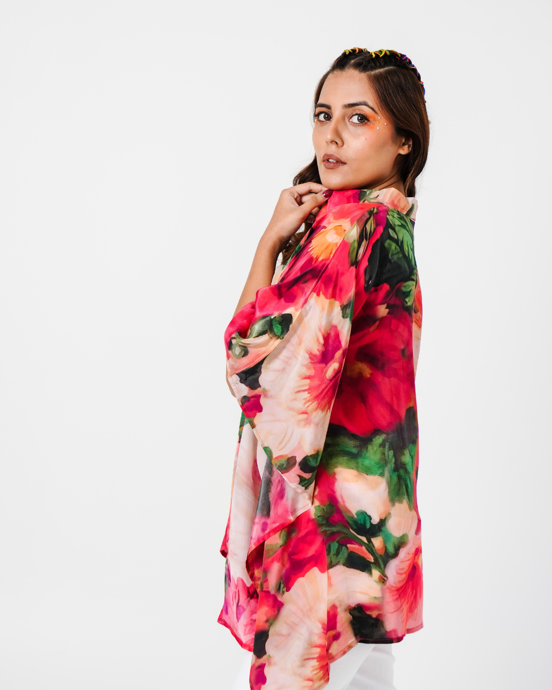 Red Floral kaftan Top
