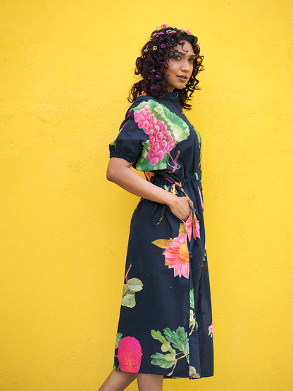 Plum Fruit Cotton Tie Dress