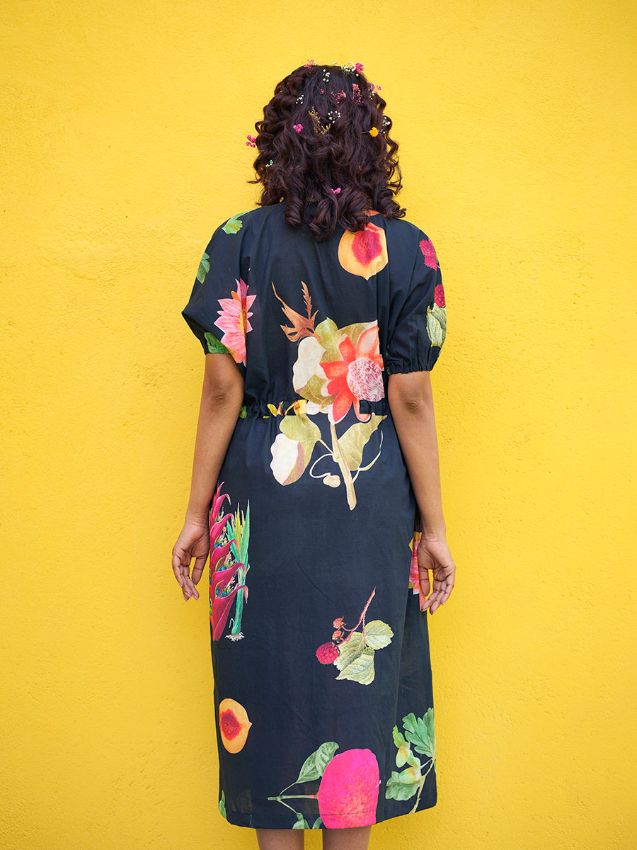 Plum Fruit Cotton Tie Dress