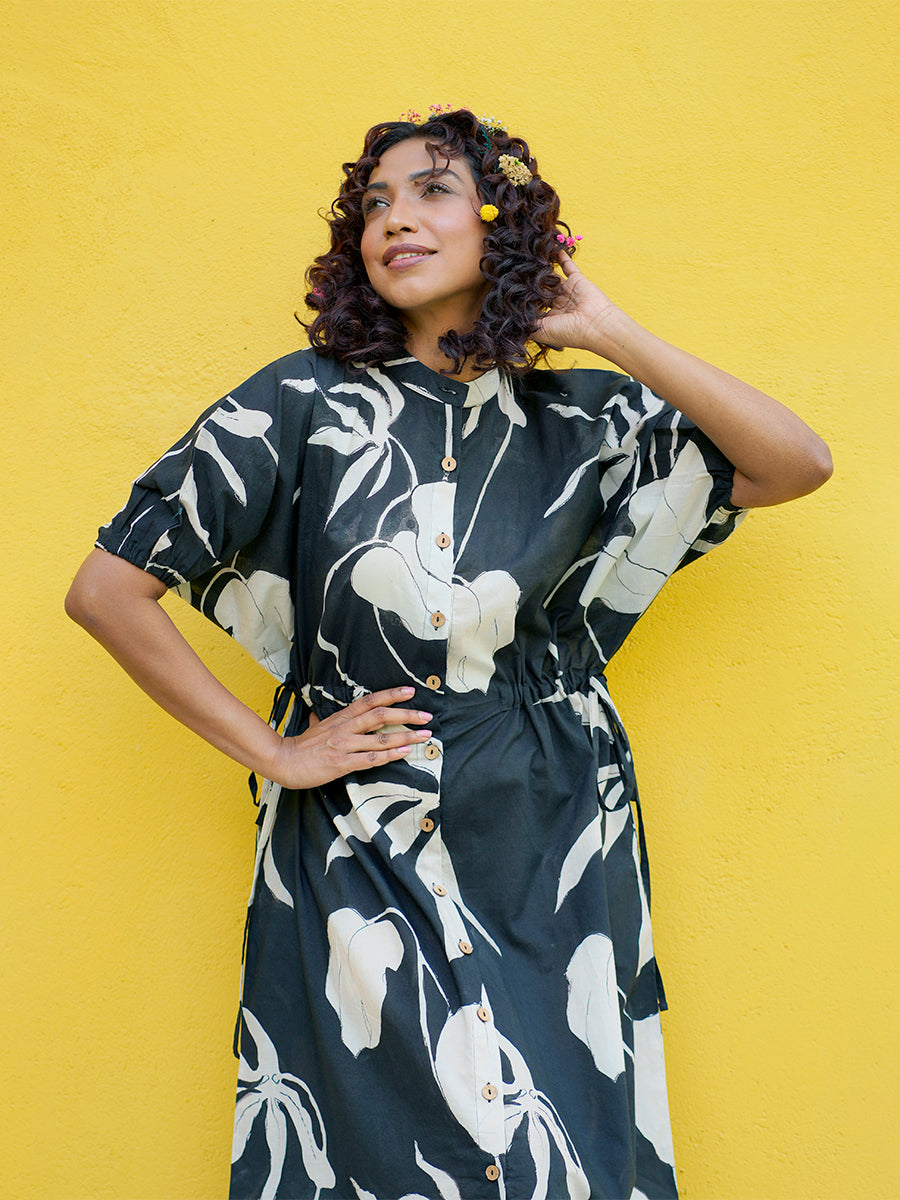 Black Ivy Cotton Tie Dress
