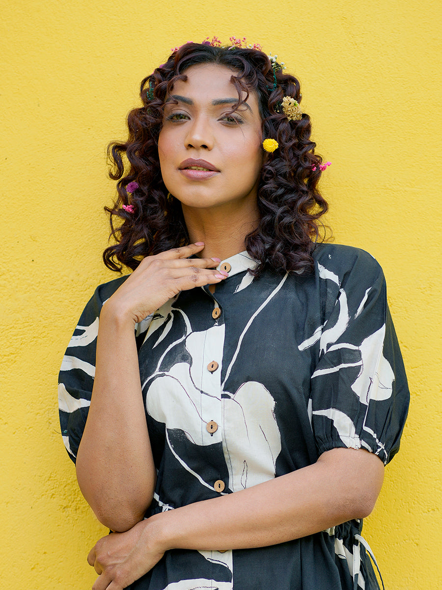 Black Ivy Cotton Tie Dress