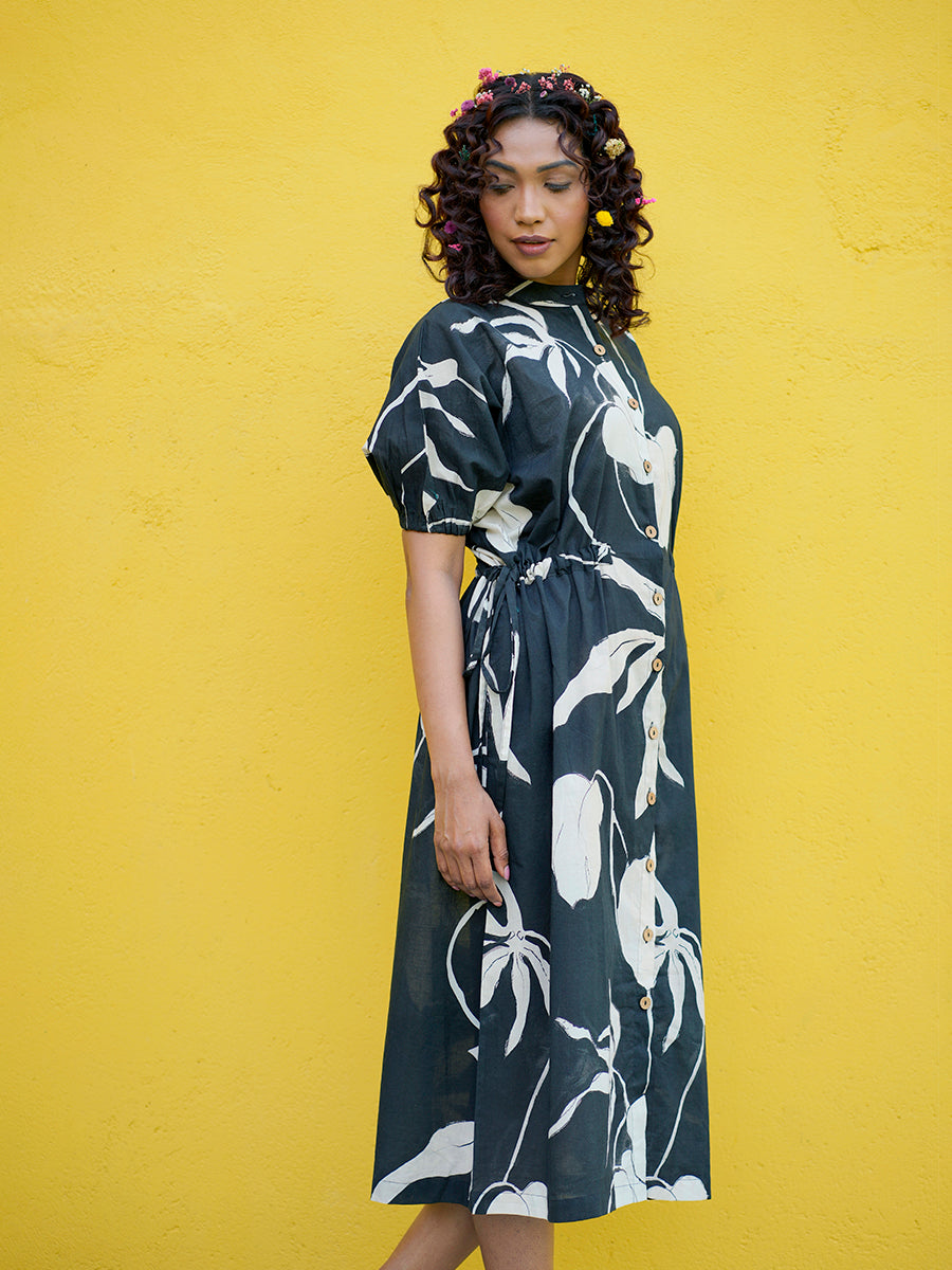 Black Ivy Cotton Tie Dress
