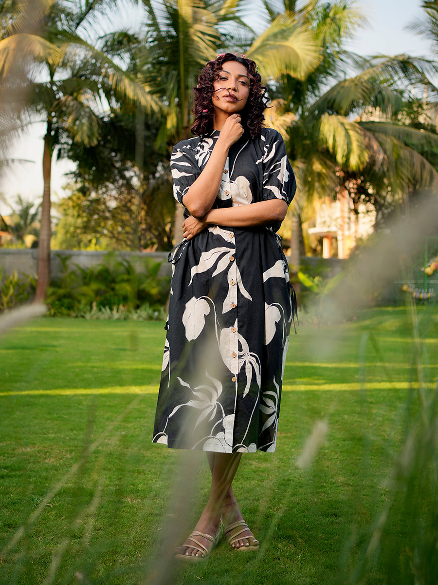 Black Ivy Cotton Tie Dress