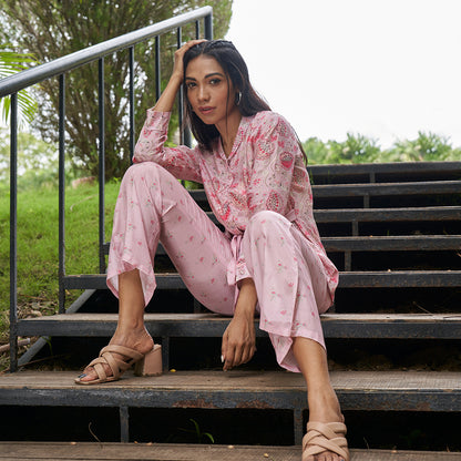 Pastel Paisley Dreamy Co-ord Set in Pink Muslin