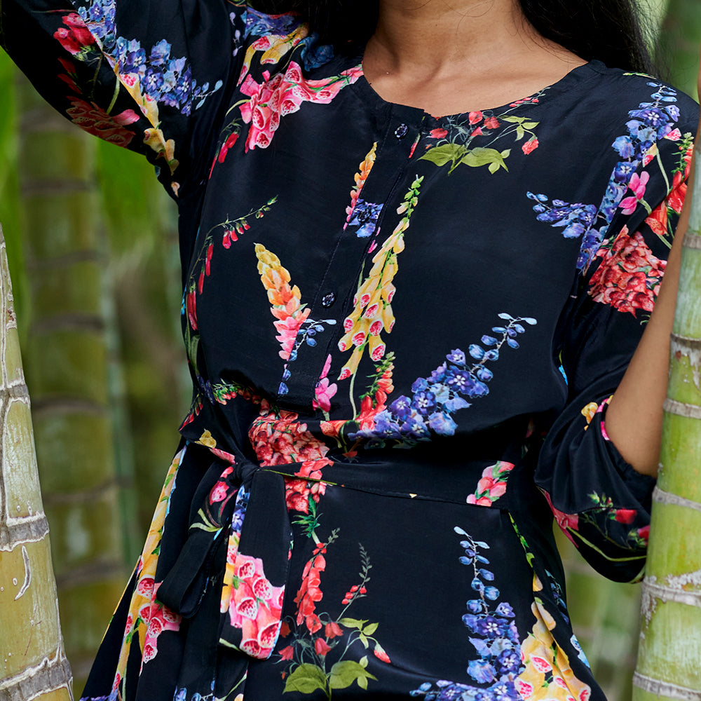 Belted Black Crepe Co-ord Set