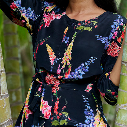 Belted Black Crepe Co-ord Set