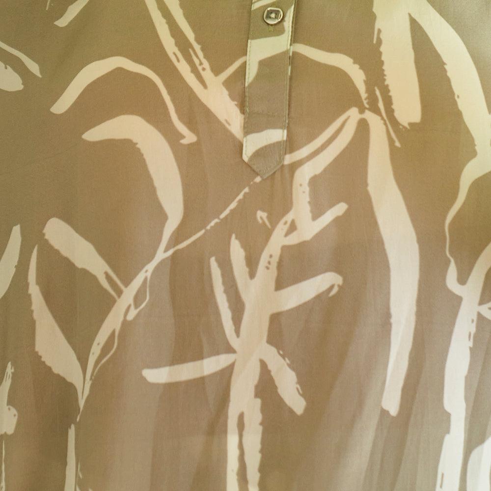 Plant Silhouette Crepe Silk Shirt Top