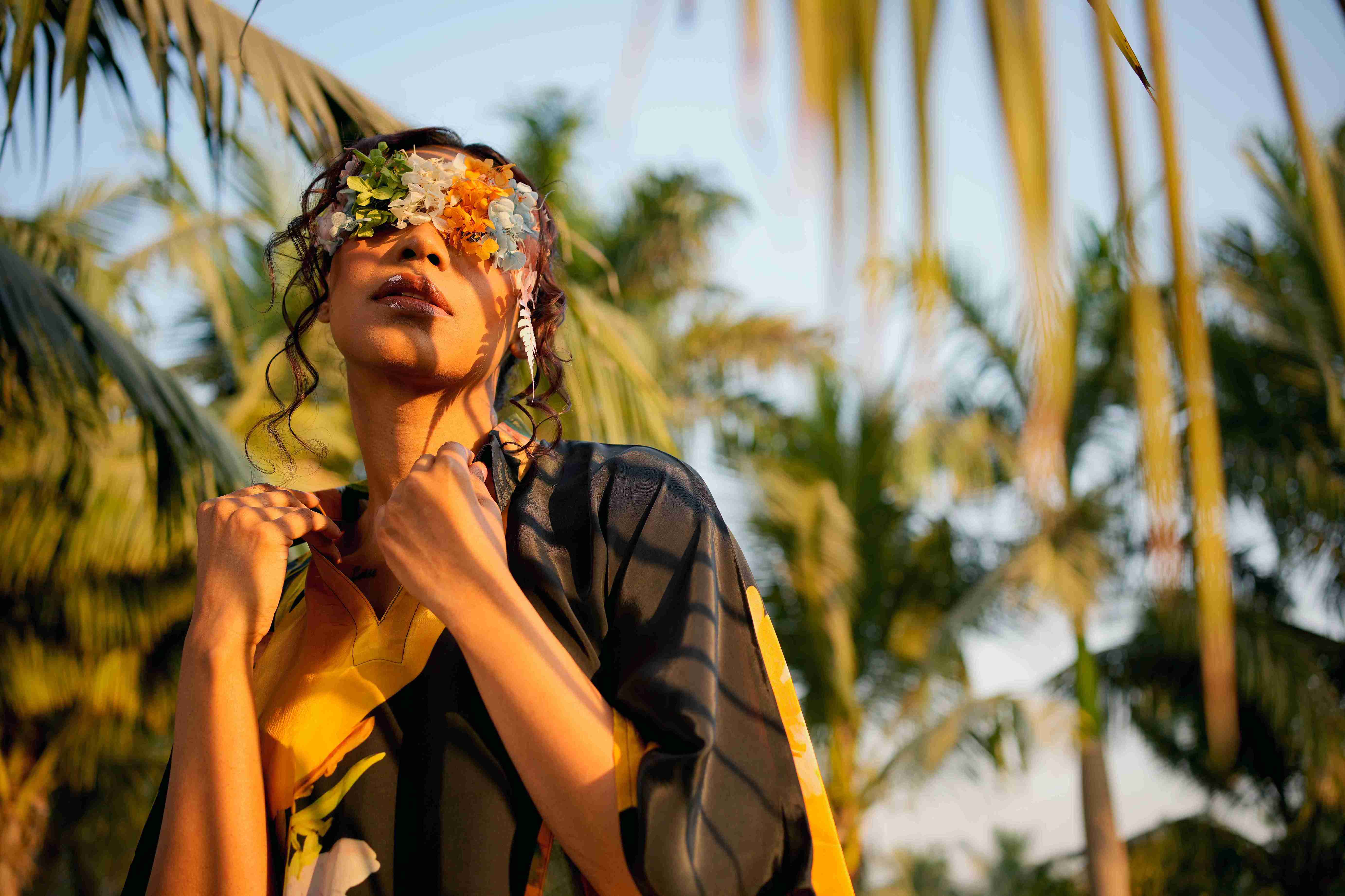 Sunflower Crepe Kaftan Top