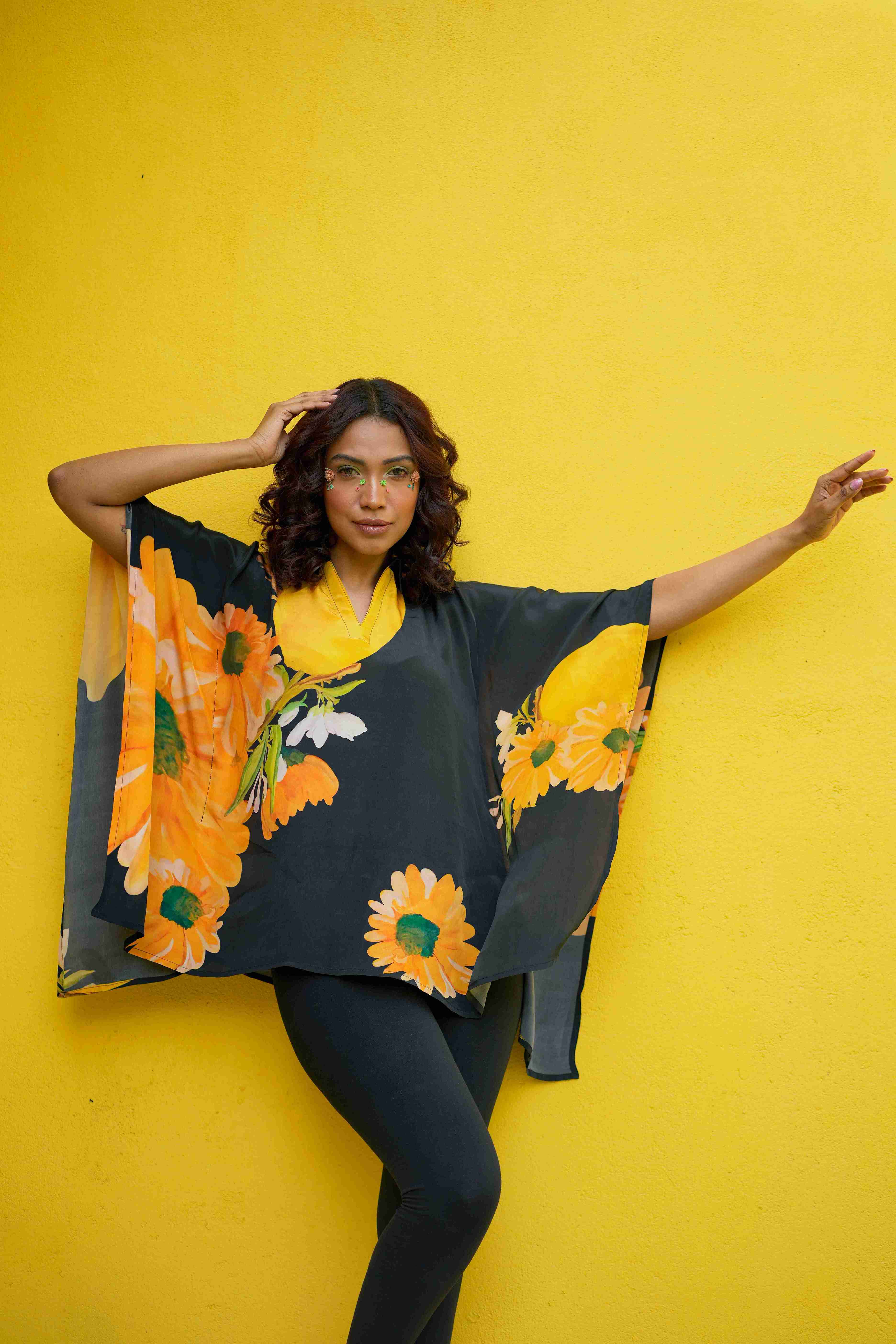 Sunflower Crepe Kaftan Top