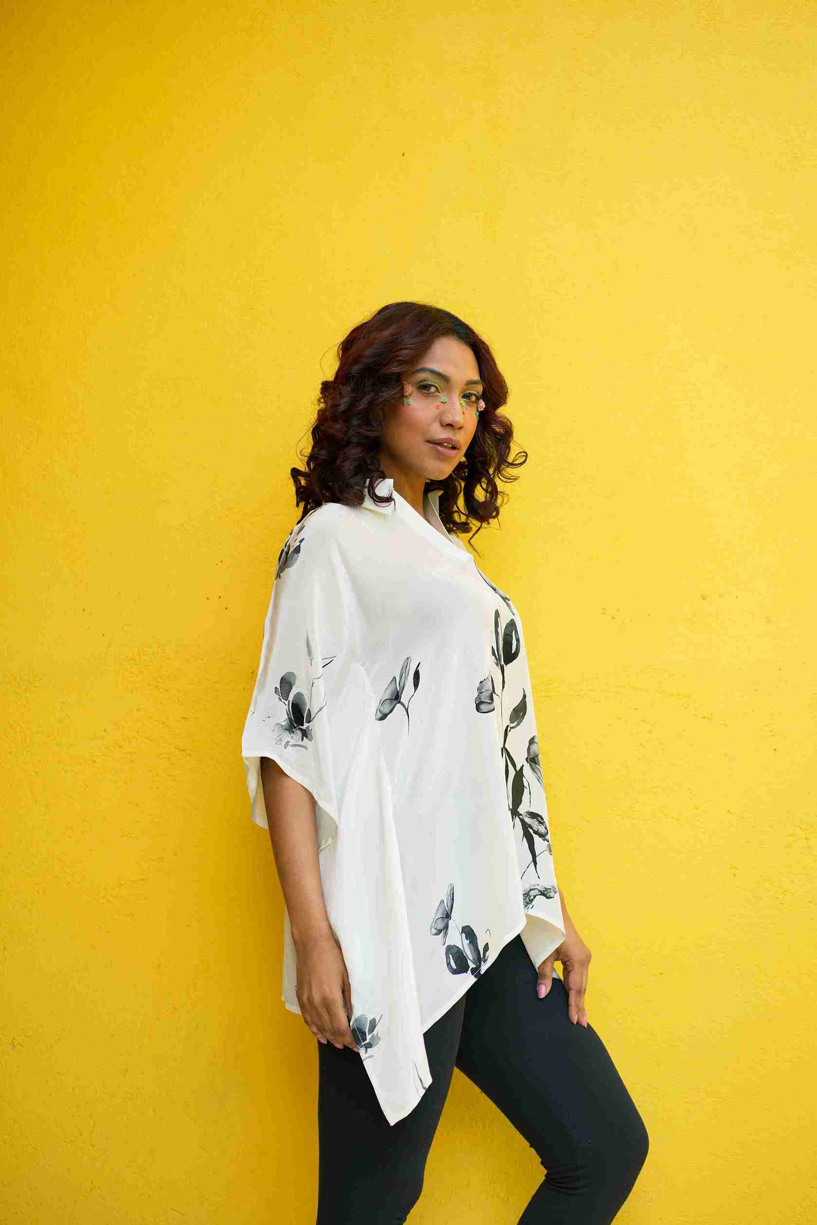 White Ivy Crepe Kaftan Top