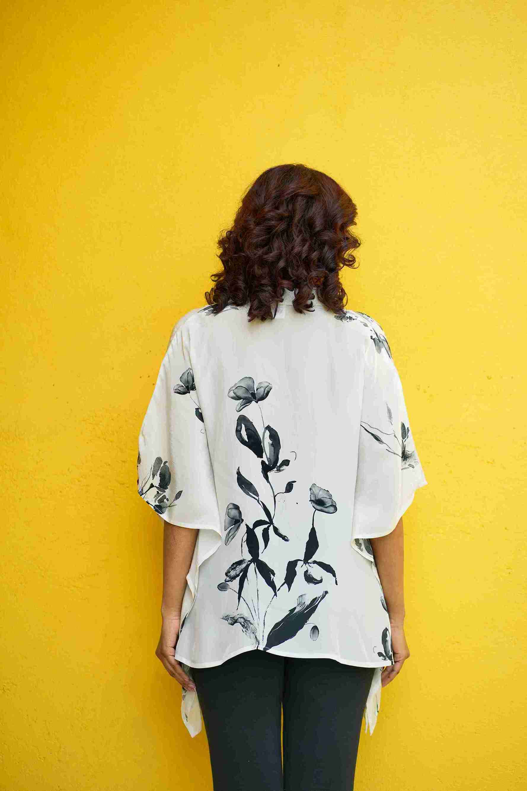 White Ivy Crepe Kaftan Top