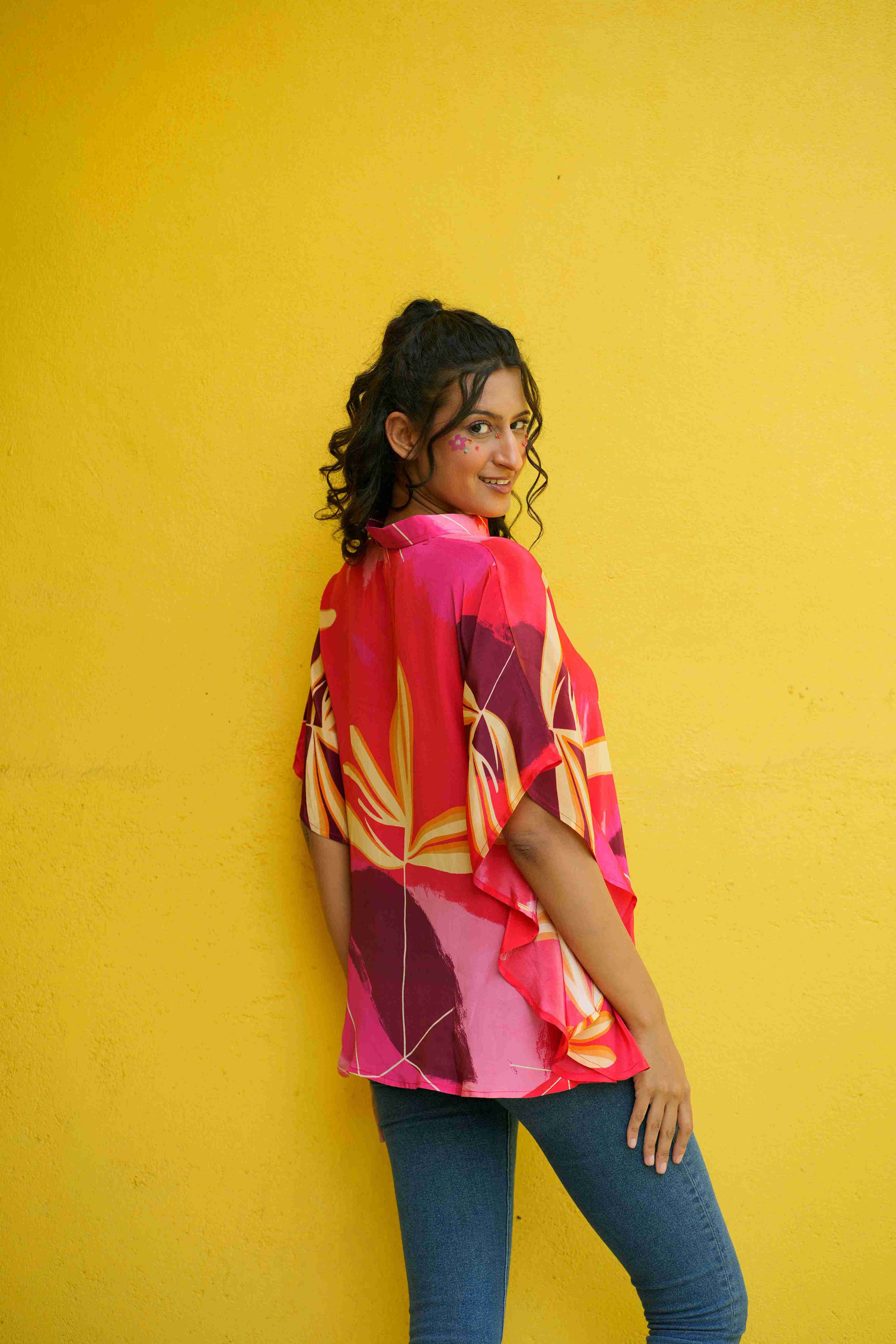 Wild Scarlet Crepe Kaftan Top