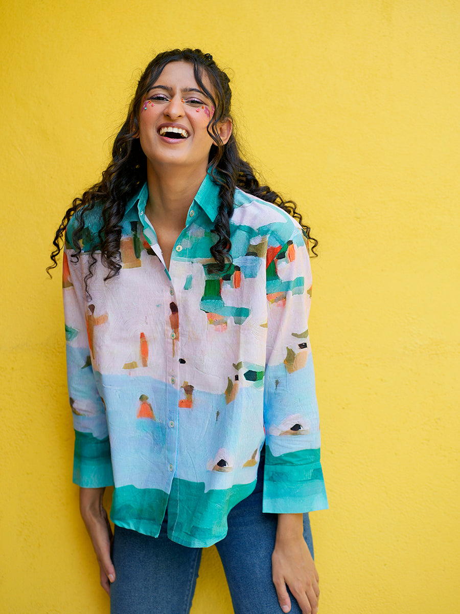 At The Beach Oversized Cotton Shirt