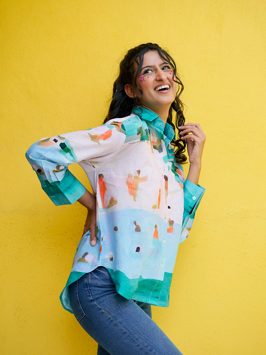 At The Beach Oversized Cotton Shirt