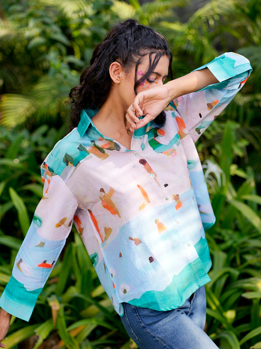 At The Beach Oversized Cotton Shirt