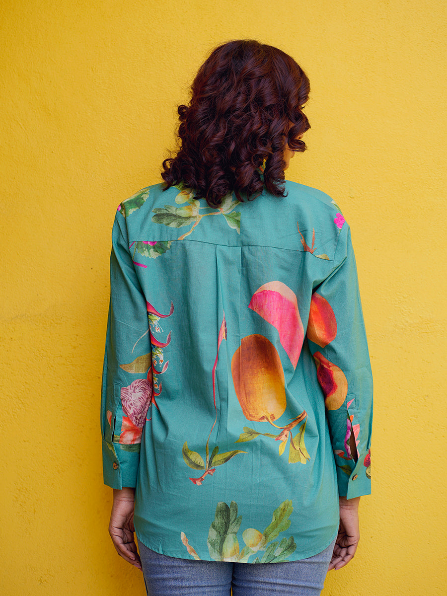 Juniper Floral Printed Cotton Oversize Shirt