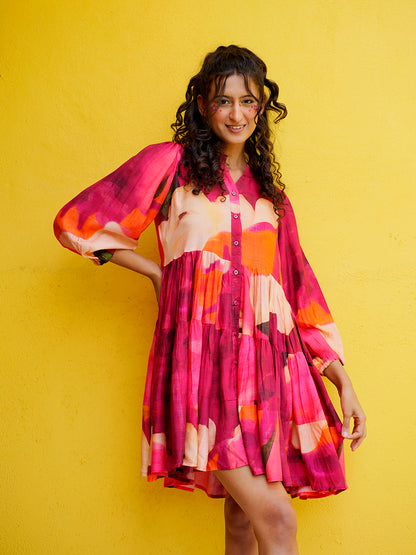 Cherry Hued Muslin Flow Dress