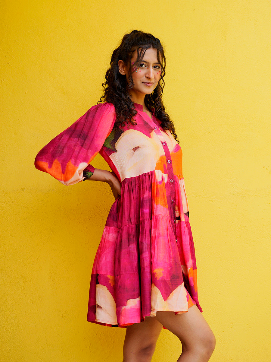 Cherry Hued Muslin Flow Dress