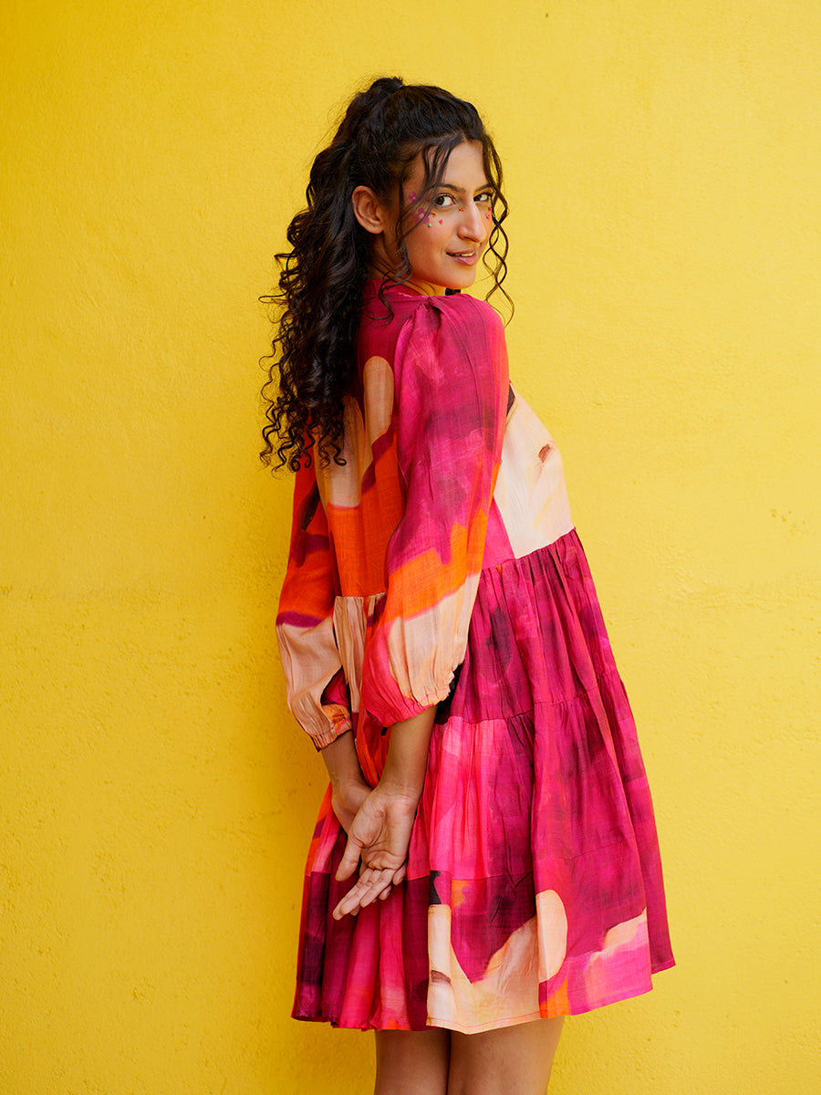 Cherry Hued Muslin Flow Dress