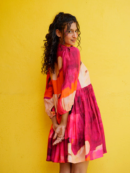 Cherry Hued Muslin Flow Dress