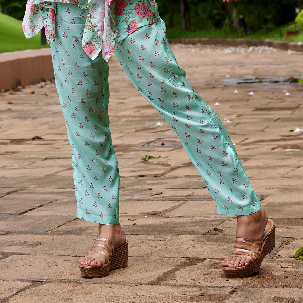 Mint Green Floral Print Co-ord Set