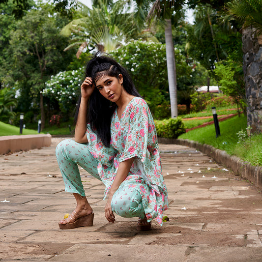 Mint Green Floral Print Co-ord Set