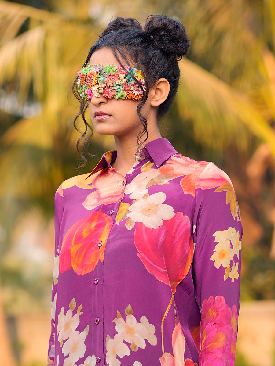 Wine Floral Printed Co-Ord Set