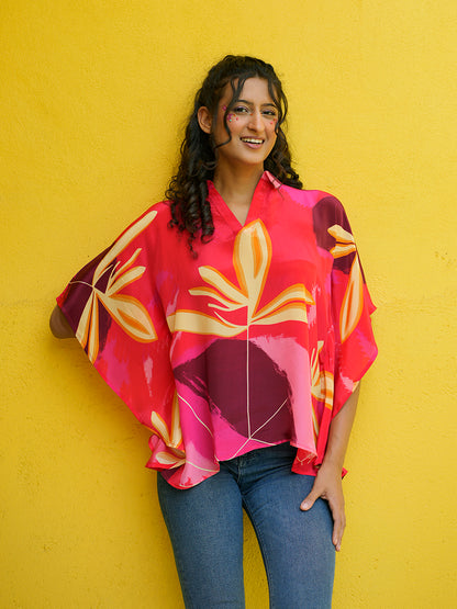 Wild Scarlet Crepe Kaftan Top