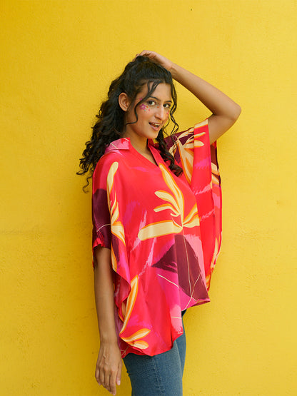 Wild Scarlet Crepe Kaftan Top
