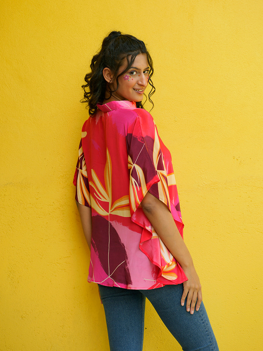 Wild Scarlet Crepe Kaftan Top