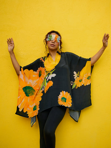 Sunflower Crepe Kaftan Top