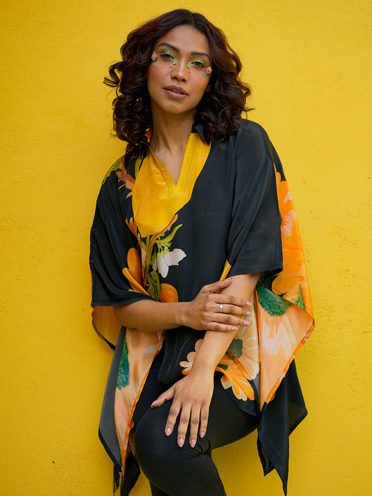 Sunflower Crepe Kaftan Top