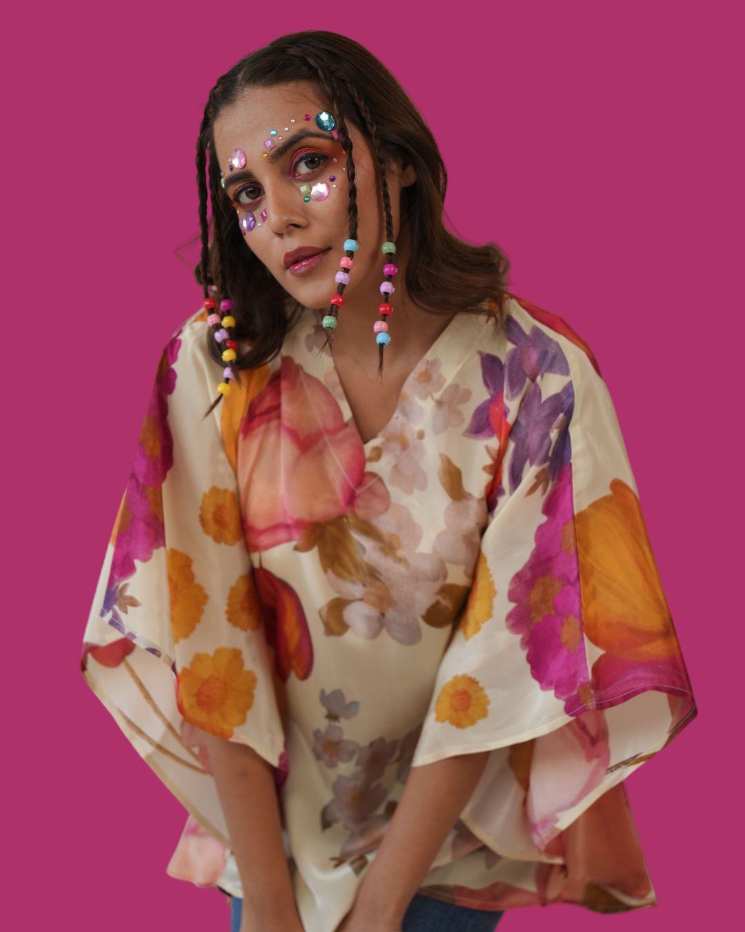 Whispering Petals Kaftan Top