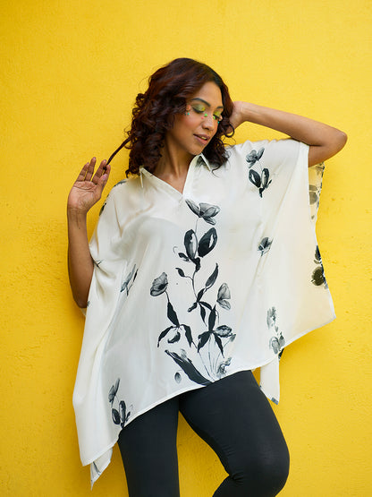 White Ivy Crepe Kaftan Top