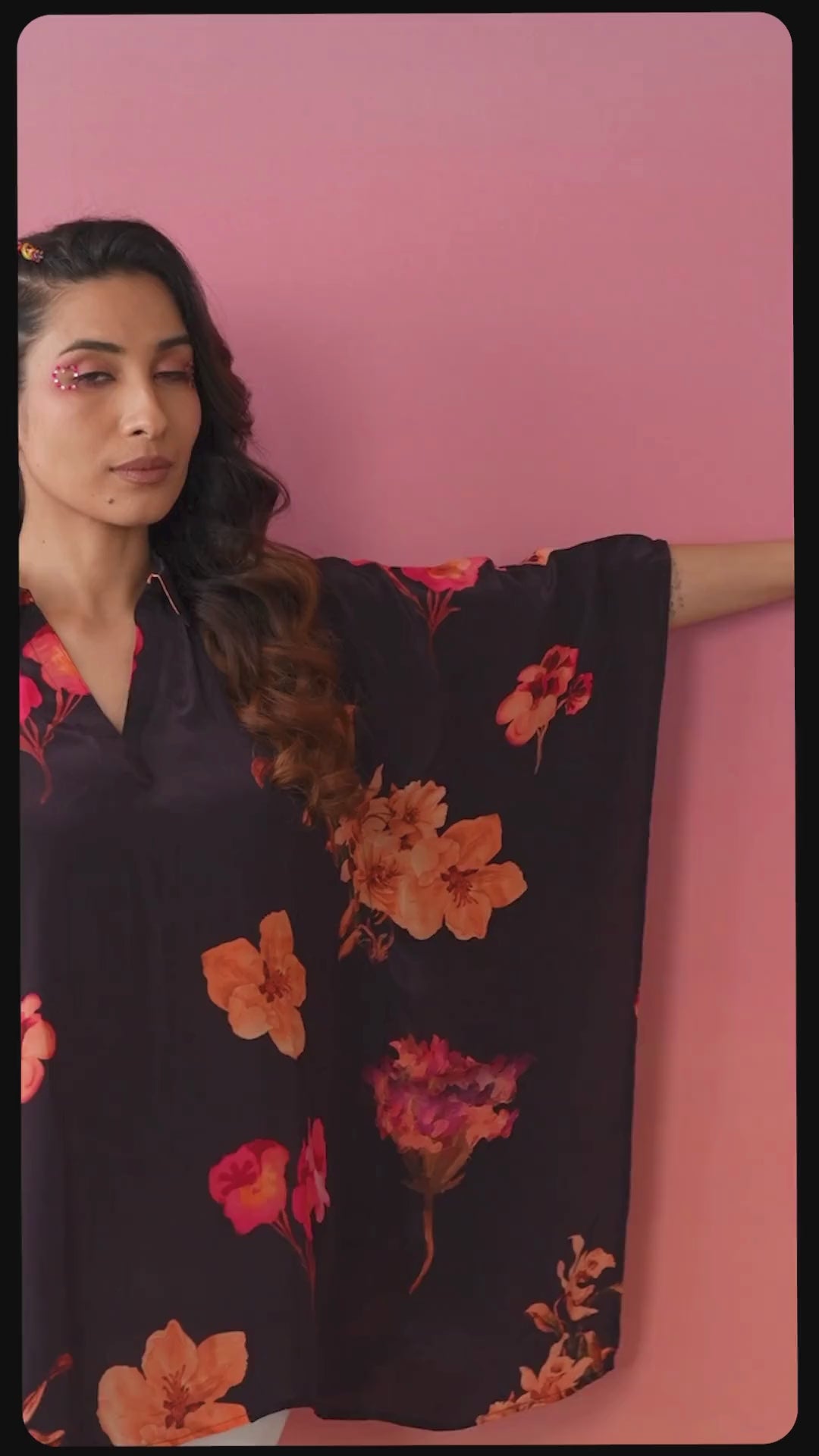 Wine Floral Kaftan Top