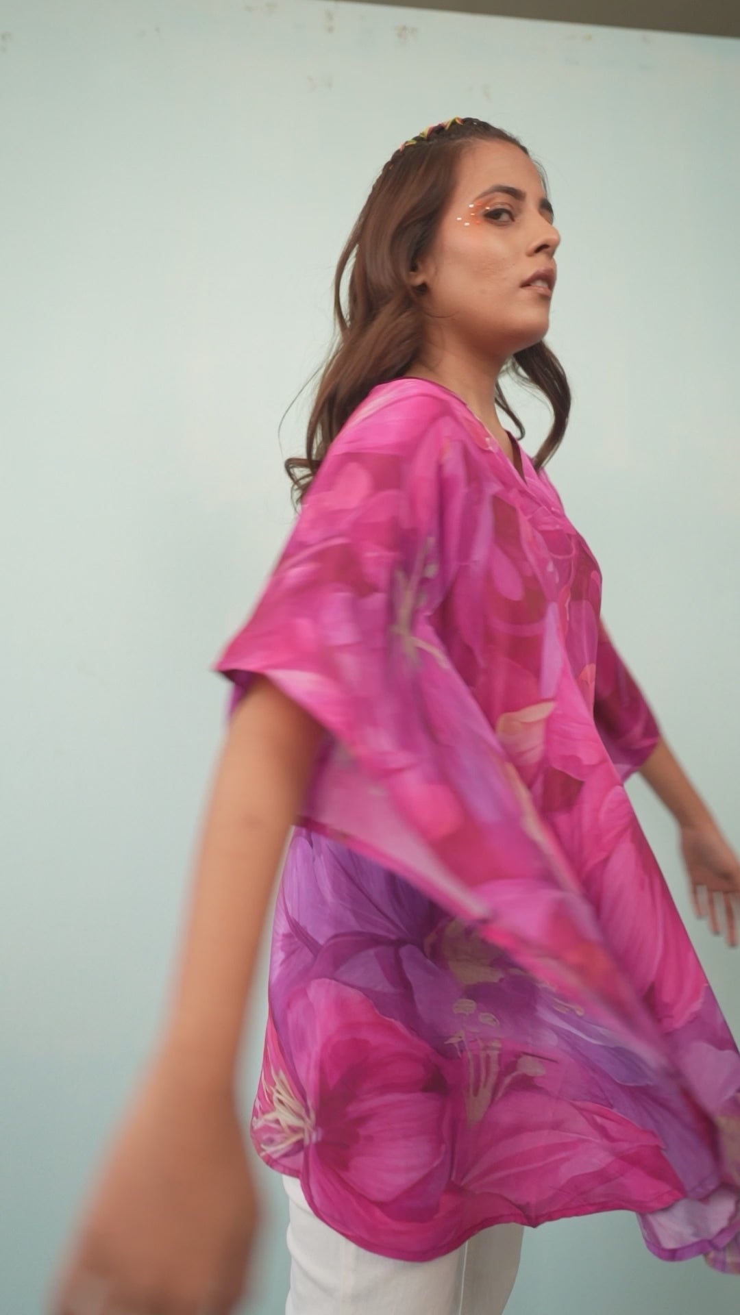 Violet Crepe Kaftan Top