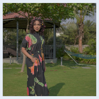 Plum Fruit Cotton Tie Dress