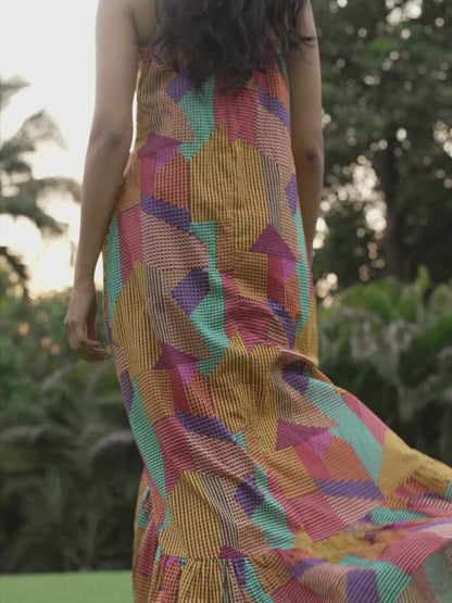 ✨ Checkered Confetti Cotton Dress – Perfect for Brunch, Travel 💃