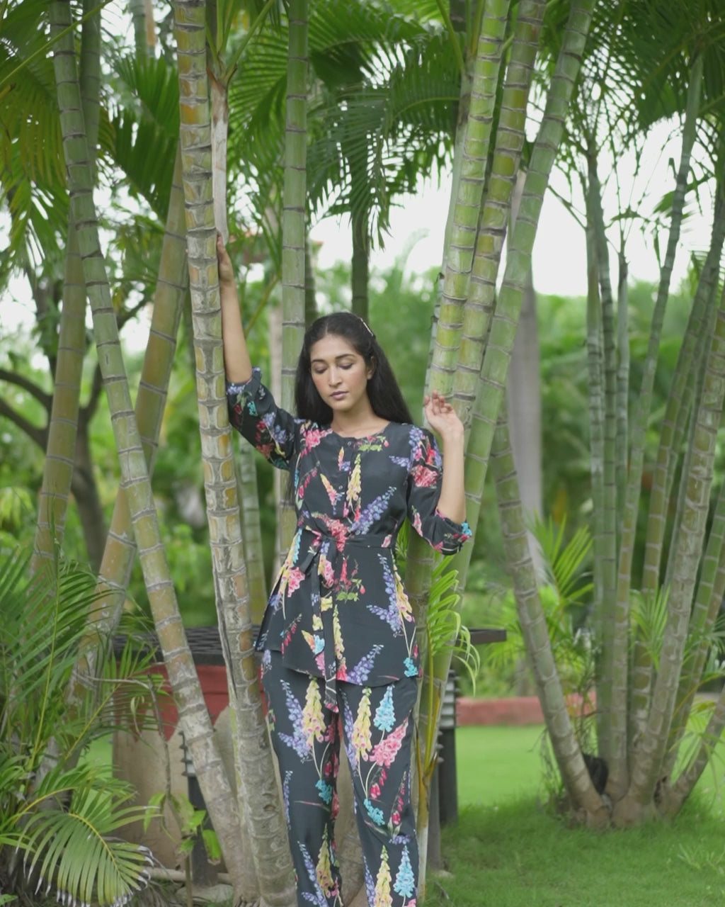 Belted Black Crepe Co-ord Set