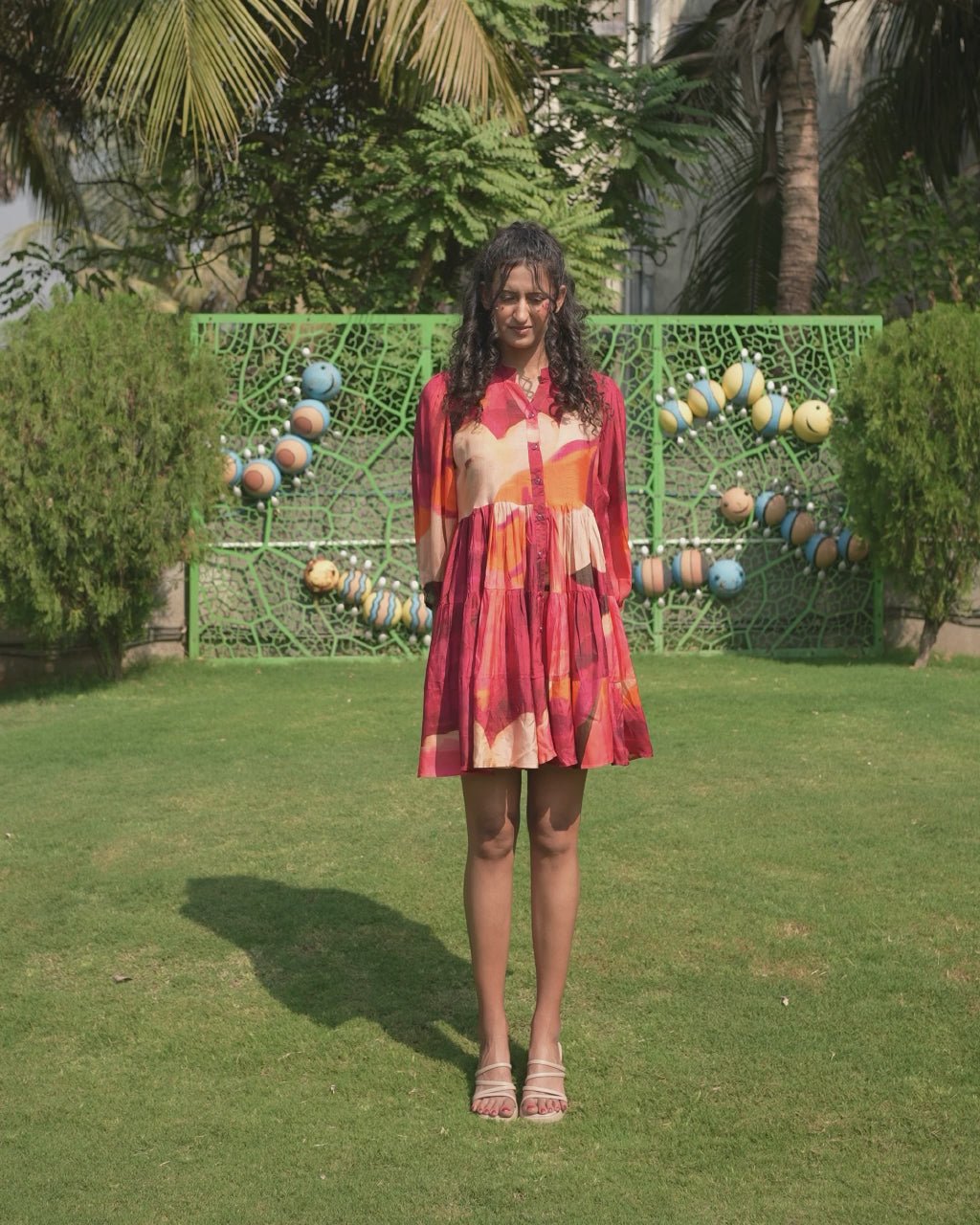 Cherry Hued Muslin Flow Dress