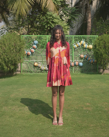 Cherry Hued Muslin Flow Dress